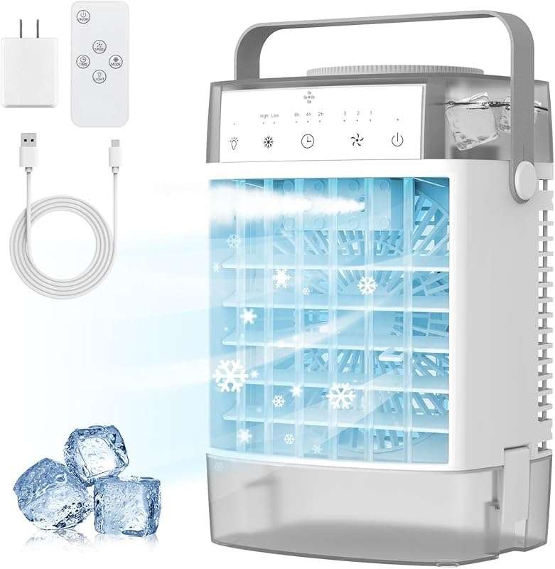 3-in-1 Portable Air Conditioner with 1000ml Tank, Timer & USB Charging