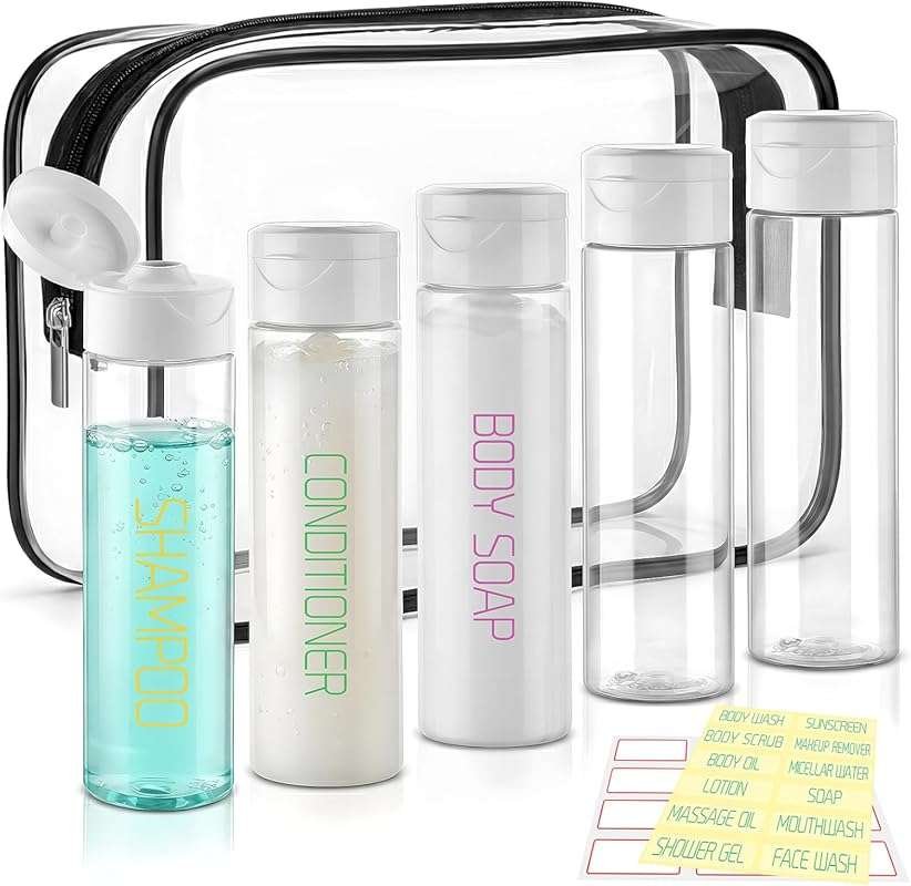 Cosywell 5-Pack 3.4oz TSA Approved Travel Bottles for Toiletries, Wide