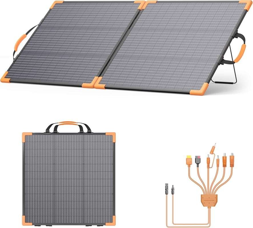 100 Watt Bifacial Portable Solar Panel: Foldable 20V Solar Charger, IP