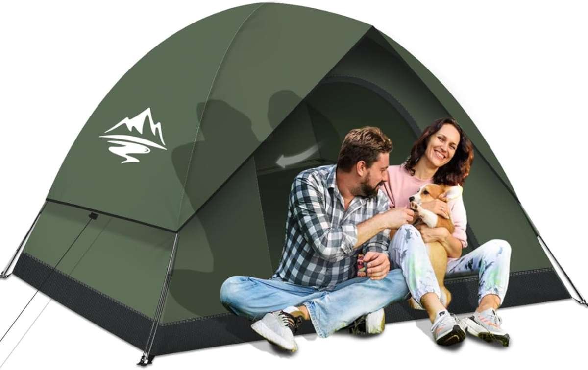Waterproof 2/3/4 Person Camping Tent, Easy Setup Double Layer Dome for