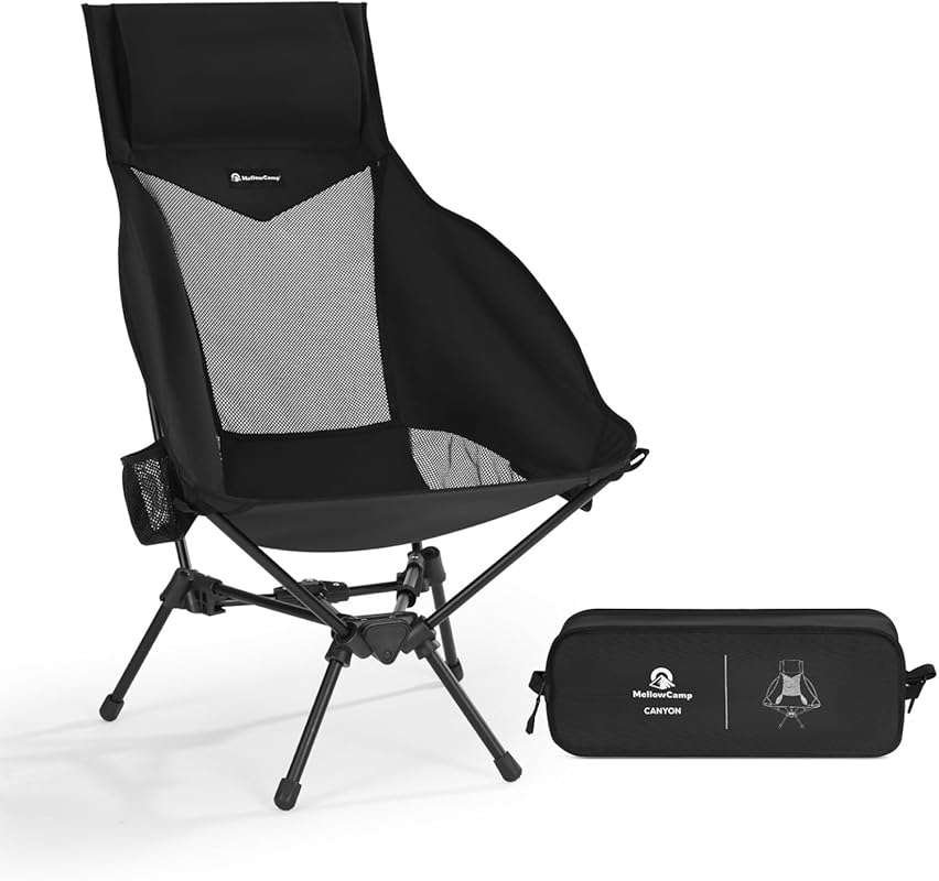 MellowCamp Oversized High Back Camping Chair with Pillow, Comfortable 
