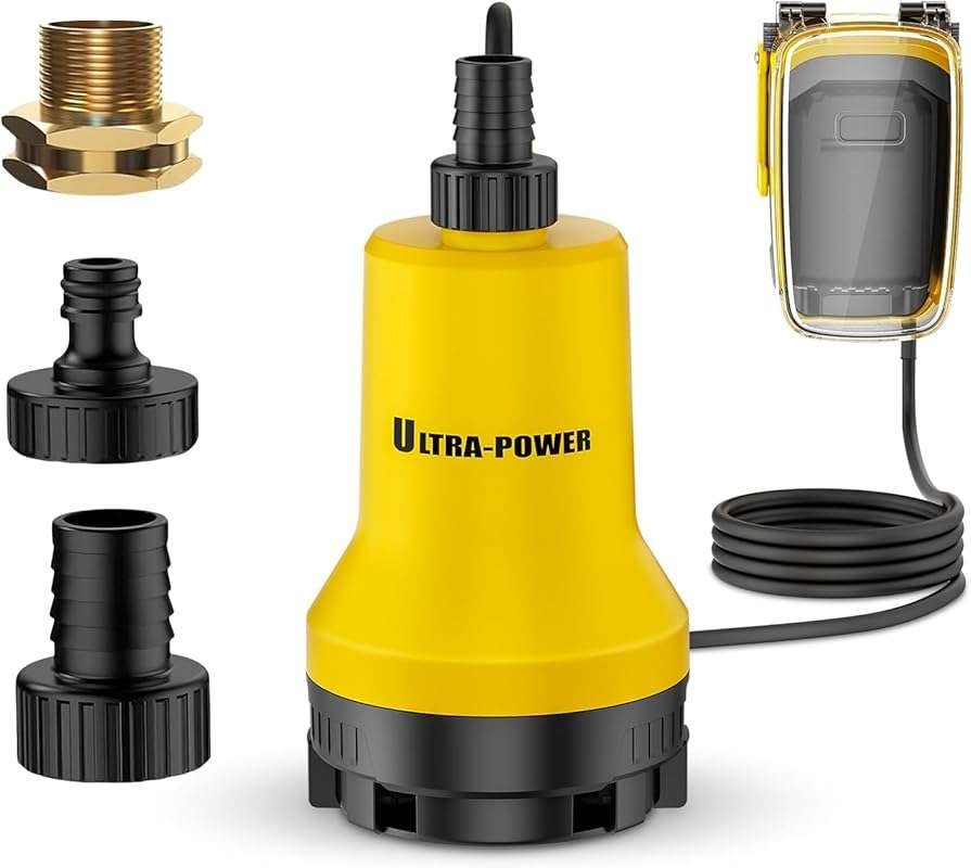 Cordless Submersible Sump Pump for Dewalt 20V Max Battery, 17 GPM Wate