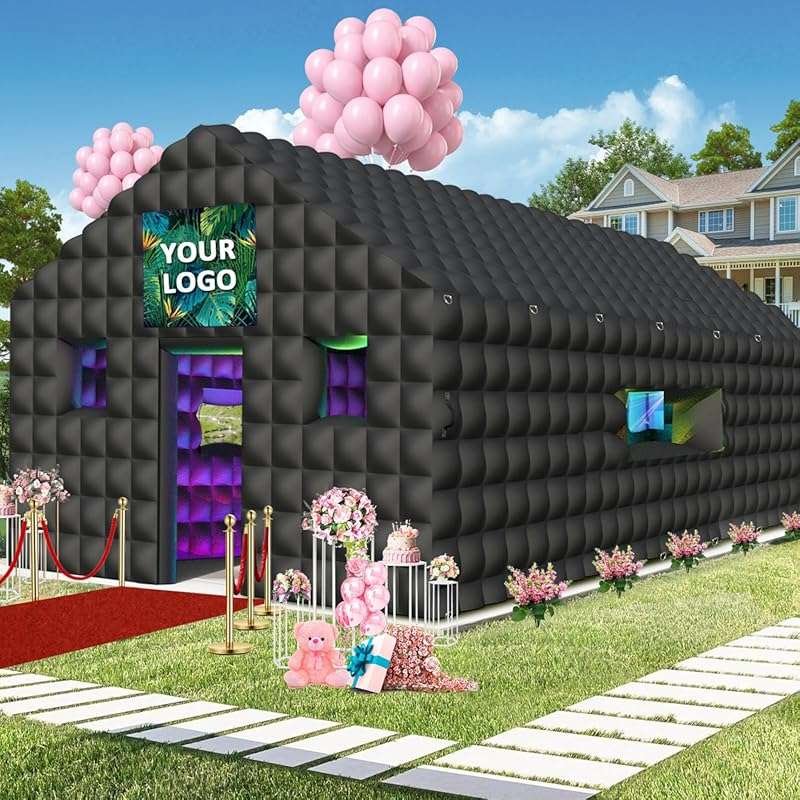 Inflatable Nightclub 13x10x9 Ft, Black Inflatable Club Tent with 2 Doo