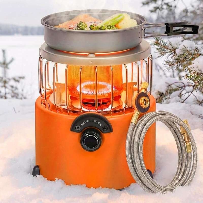 Pasamic 2-in-1 Propane Heater & Camping Stove: 9000 BTU, Adjustable Fl