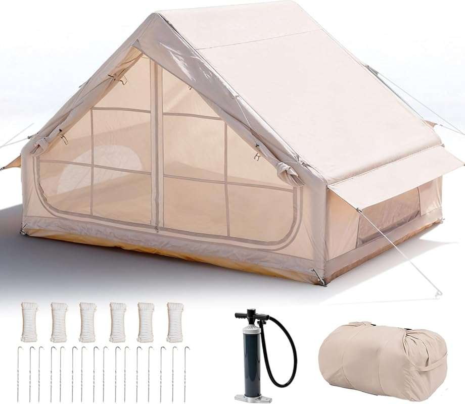 4-Season Inflatable Air Tent for 4-6 People, 3000mm Waterproof, Quick 