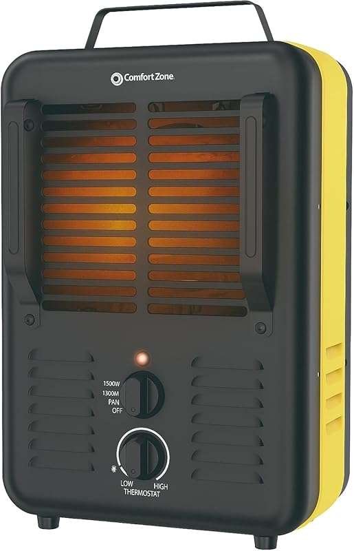 Comfort Zone Yellow/Black 1500-Watt Portable Utility Heater with Adjus