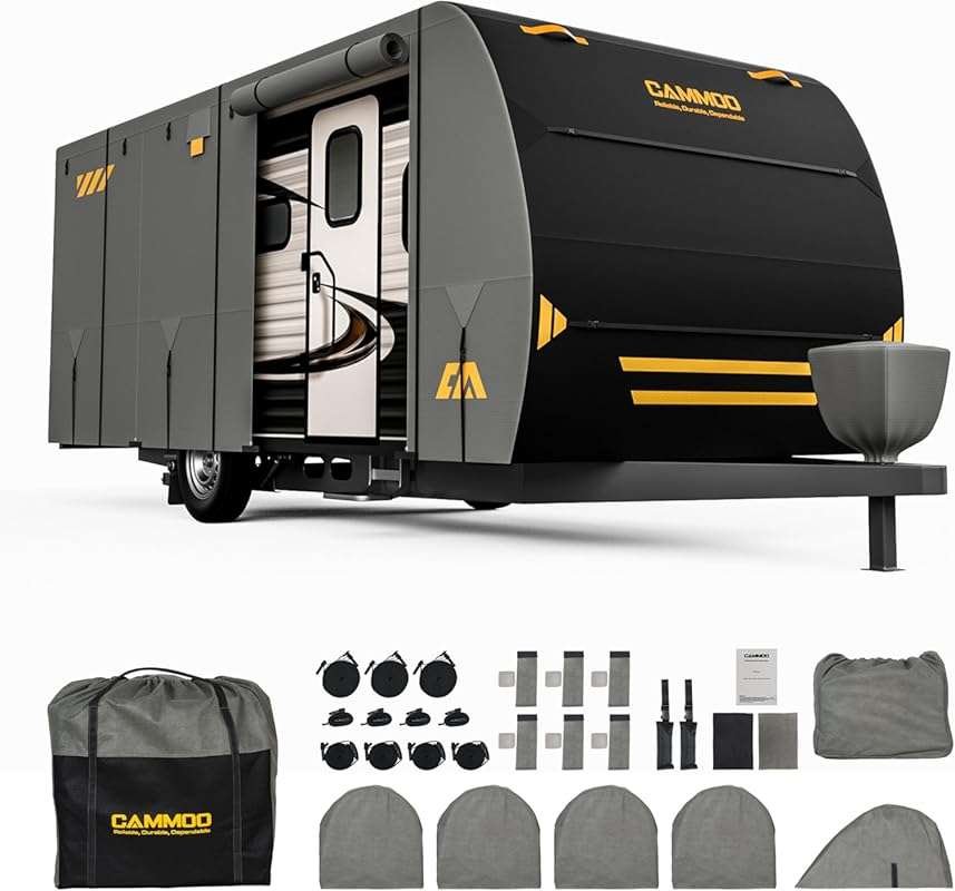 Heavy Duty 9-Layer RV Cover for 27-30ft Travel Trailers: Snowproof, Wa
