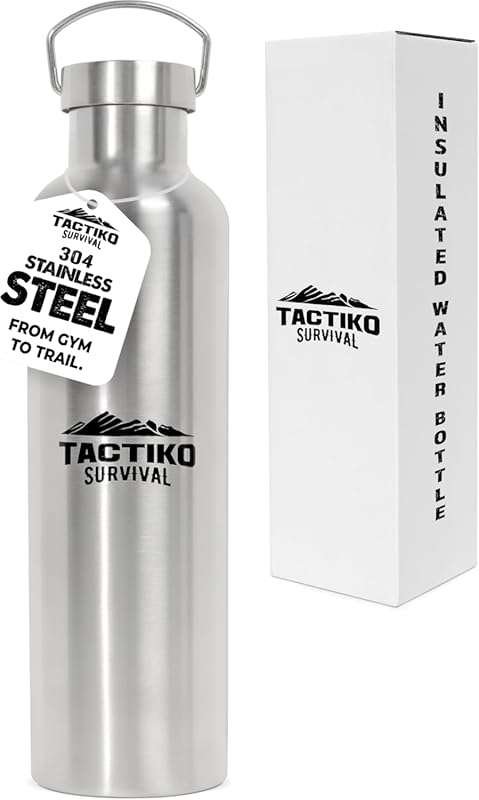 Tactiko 1000ml Insulated Stainless Steel Wide Mouth Water Bottle for C