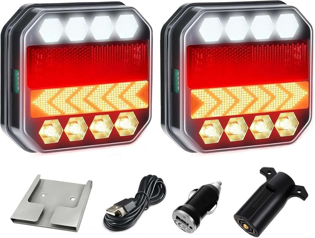 Magnetic Wireless Trailer Lights LED Boat Kit with Rechargeable 3-in-1