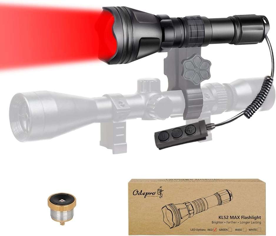 KL52 MAX Upgraded Super Bright Red Predator Hunting Light: 464 Yards L