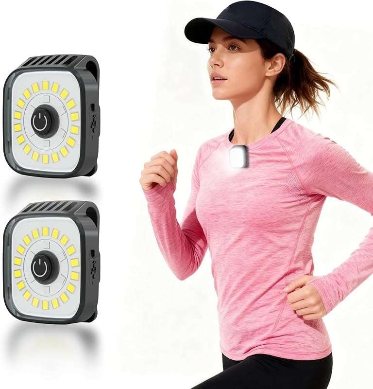 Rechargeable Clip-On Running Lights for Night Walking, Camping, and Hi