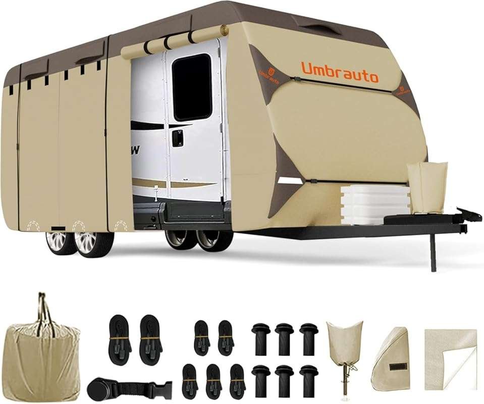Umbrauto 7-Layer Waterproof Travel Trailer RV Cover 18'-20', Heavy Dut