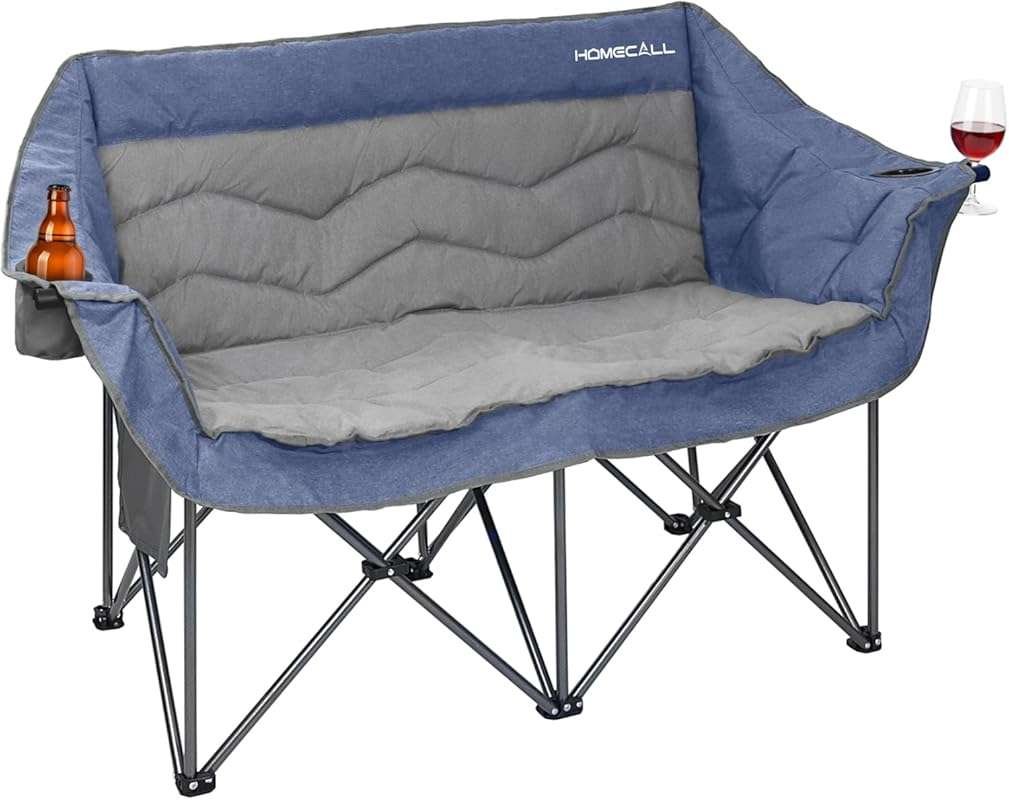 Oversized Double Camping Chair for Adults, Heavy Duty Folding Loveseat