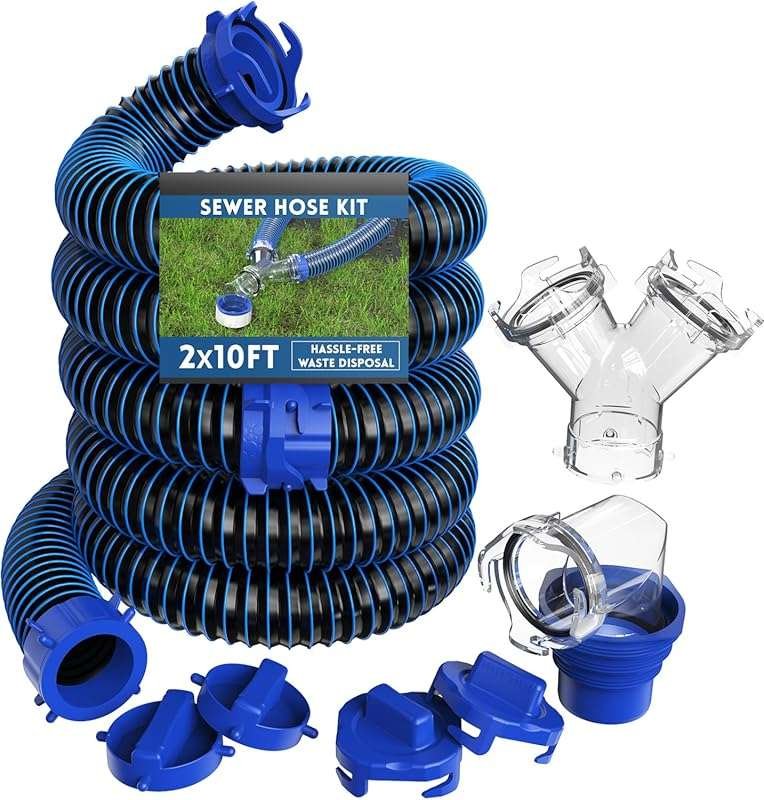 DUMPMAN 20FT RV Sewer Hose Kit with Wye Adapter: Two 10FT Attachable C