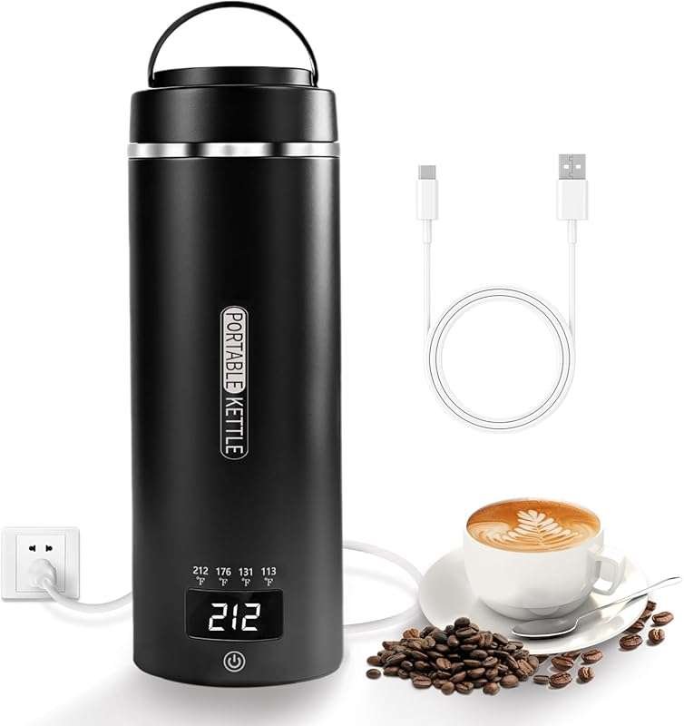 16oz Portable Travel Electric Kettle: USB Plug-in Boiling & Keep Warm,