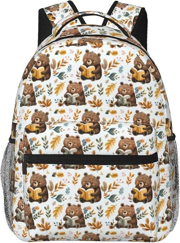 Reading Bear Aesthetic Backpack for Women, Teen Girls: Cute Book-Lovin