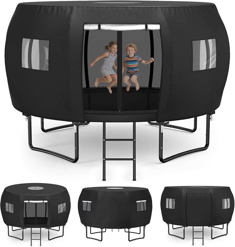 STARTWO 14FT Waterproof Outdoor Trampoline Tent Cover for 8 Curved Pol