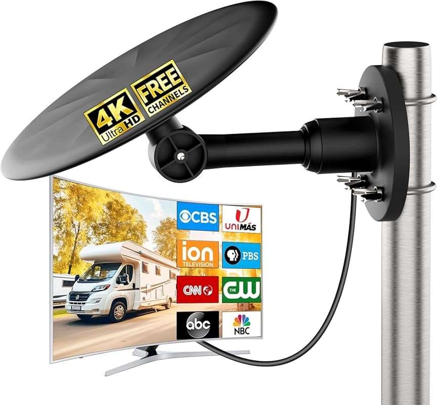 Outdoor 360° Omni-Directional Long Range HDTV Antenna for Smart TVs, 4