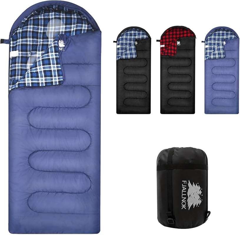100% Cotton Flannel Sleeping Bag for Adults: Big&Tall, Lightweight, Wa