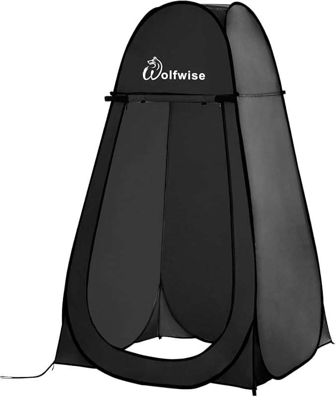 Wolfwise Black Pop Up Shower Tent: Portable Instant Privacy Changing R