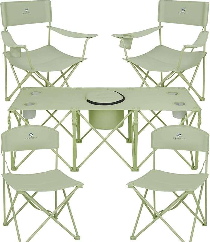 CAMPHILL Camping Chair Set of 3 for Heavy People with Cup Holder & Car