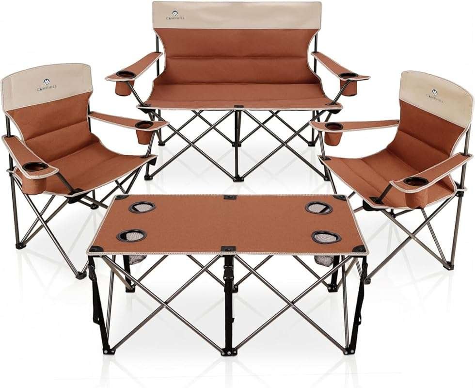 CAMPHILL Set of 3 Heavy Duty Folding Camping Chairs for Adults, Suppor