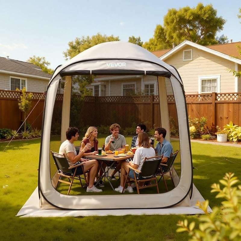 VEVOR 6 x 6 ft Pop up Screen House Tent, 4