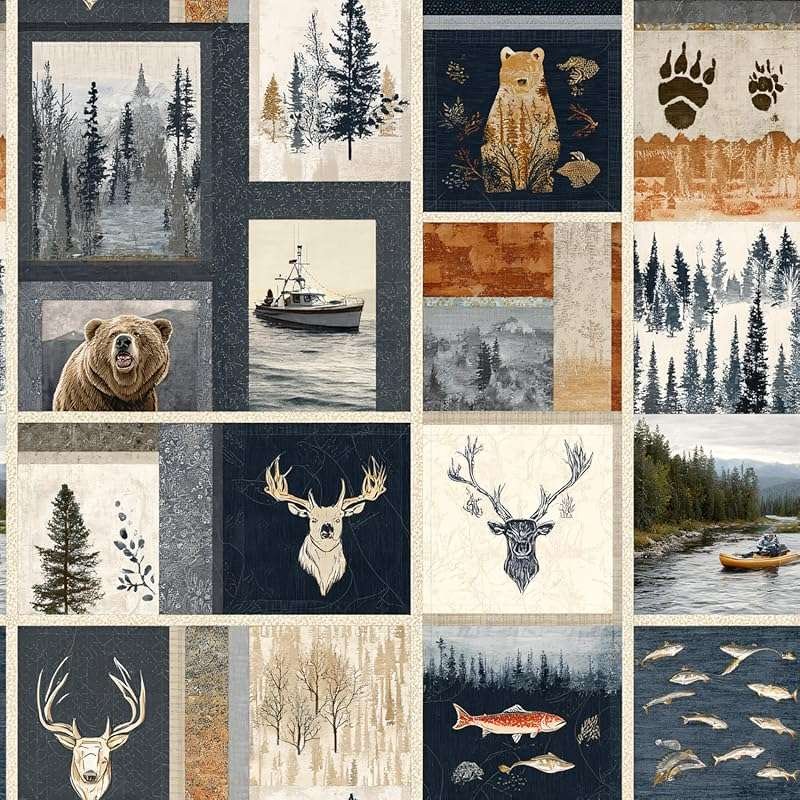 American Outdoor Wildlife & Camping Collage Peel and Stick Wallpaper -