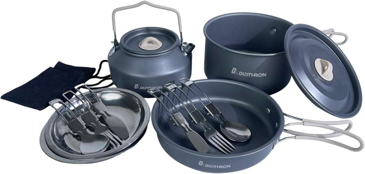 DA DINITHRON 13-Piece Lightweight Non-Stick Camping Cookware Set with 