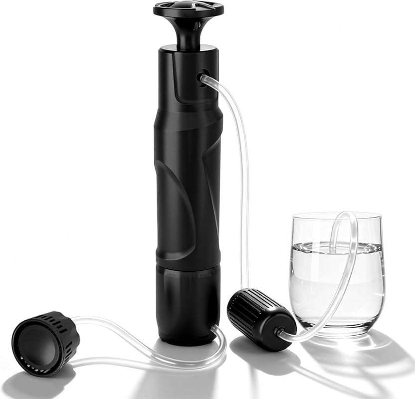 10000L Portable Water Filter Pump, 3-Stage Purification for Camping, B