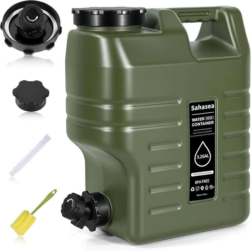 3.2 Gallon Portable Camping Water Jug Dispenser with Spigot, Leak-Proo