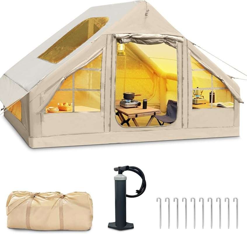 WARONE 6-Person Inflatable Camping Tent: Waterproof Skylight Tent with