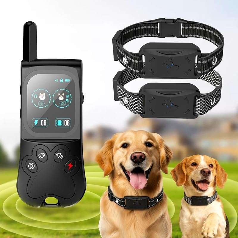 Wireless Dog Fence System: 2 Rechargeable, Waterproof Collars with 3 T