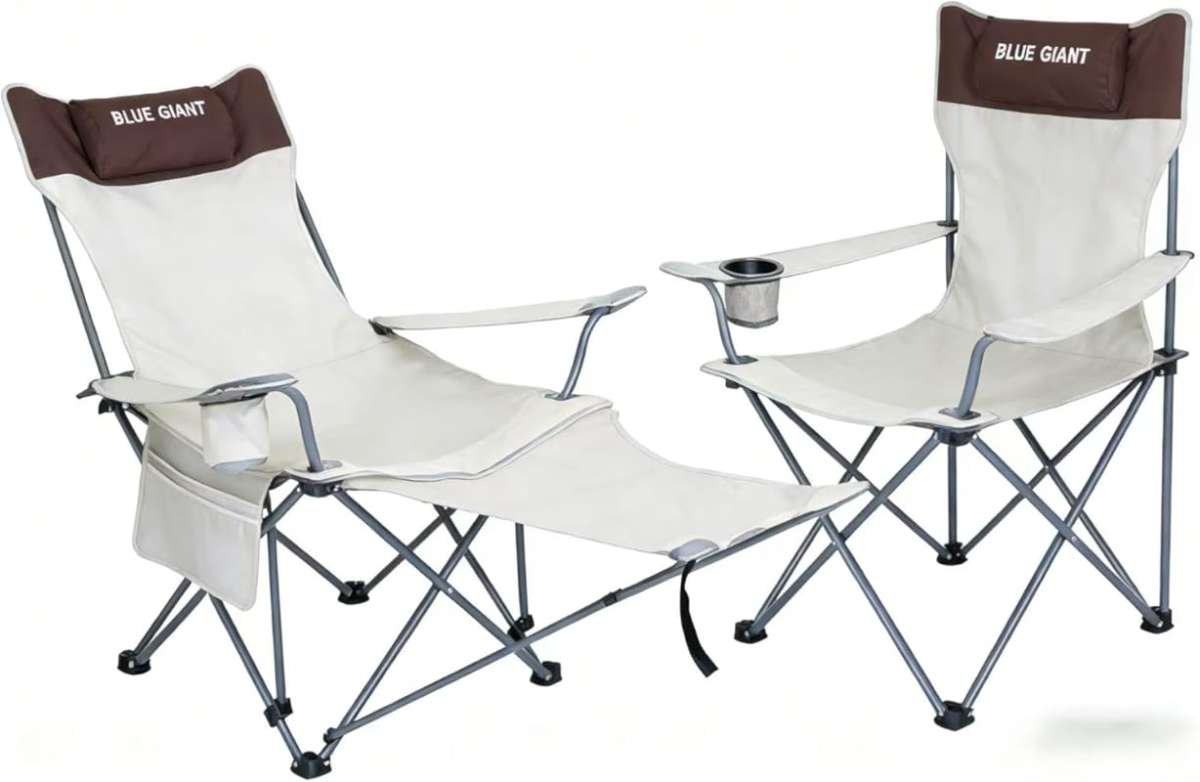 2 Pack Adjustable Folding Camping Chairs: Detachable Footrest, Lightwe