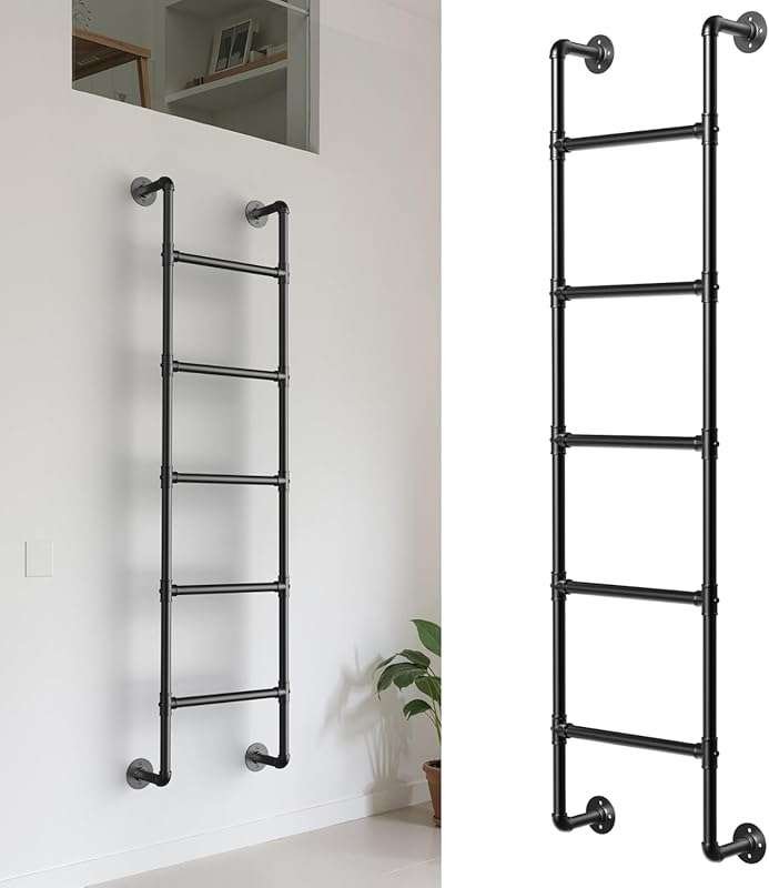 Heavy Duty 5.4FT Metal 5-Rung Wall Mounted Bunk Bed Ladder for RV, Hom