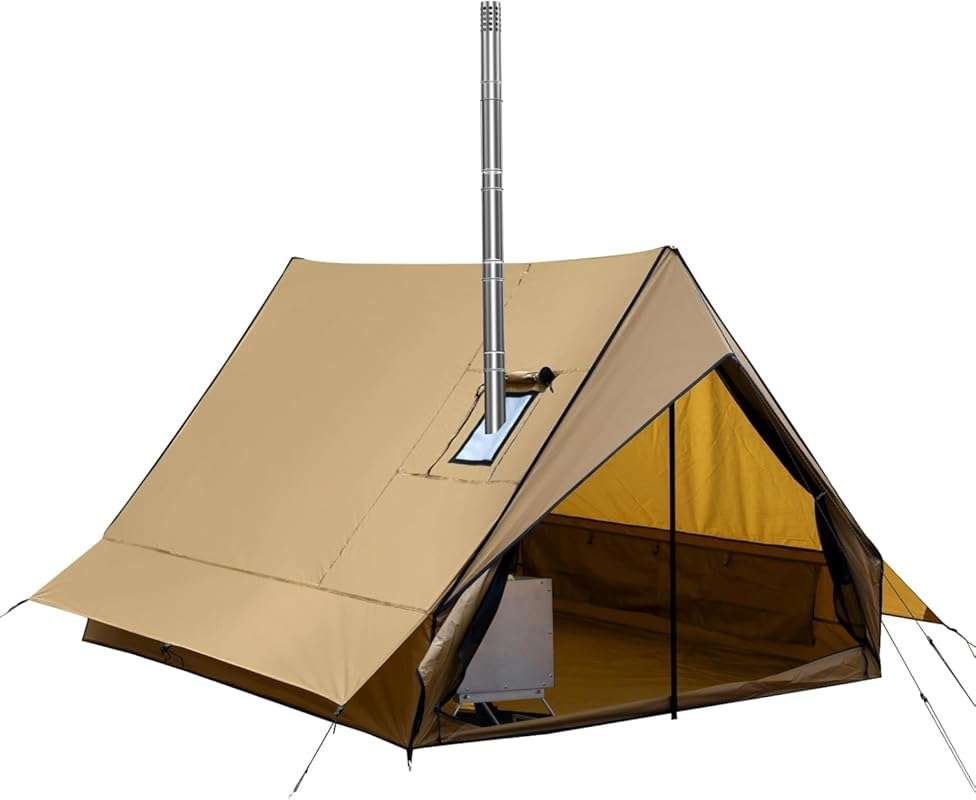Hot Tent with Stove Jack: 4-Season Waterproof Chalet for Winter Campin