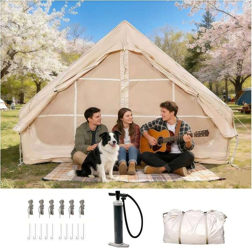 4-6 Person Inflatable Camping Tent: Quick Setup Waterproof Air Glampin