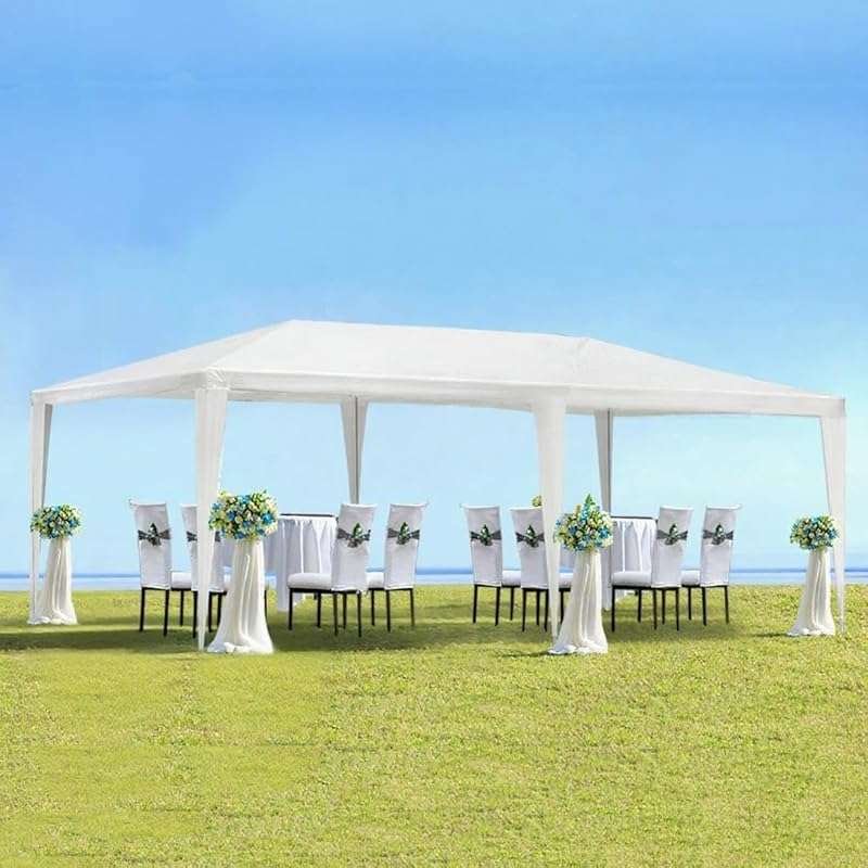 KEIKI 10x20ft White Outdoor Party Tent Canopy, Wedding Event Shelter &