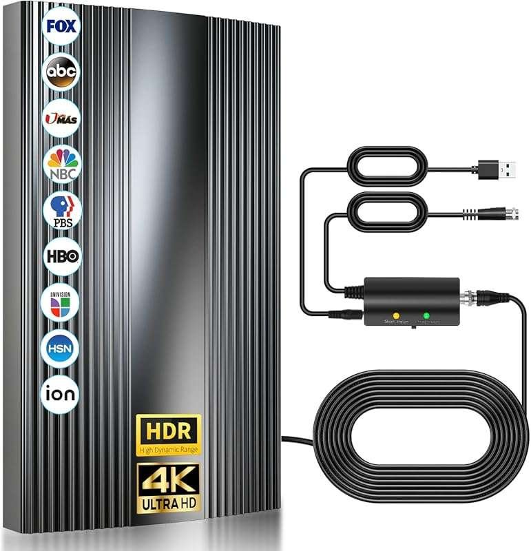3600+ Mile Range 2026 Upgraded HDTV Antenna: Indoor/Outdoor Amplifier 