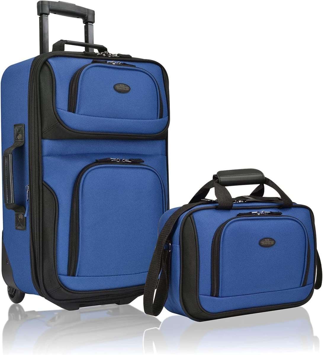 U.S. Traveler Rio Lightweight Softside Rolling Carry-on Suitcase, 2-Wheel Set, R