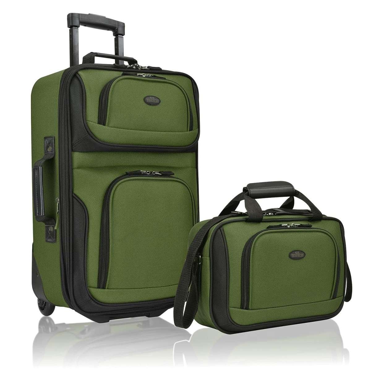 U.S. Traveler Rio Lightweight Softside Rolling Carry-on Suitcase, 2-Wheel Set, G