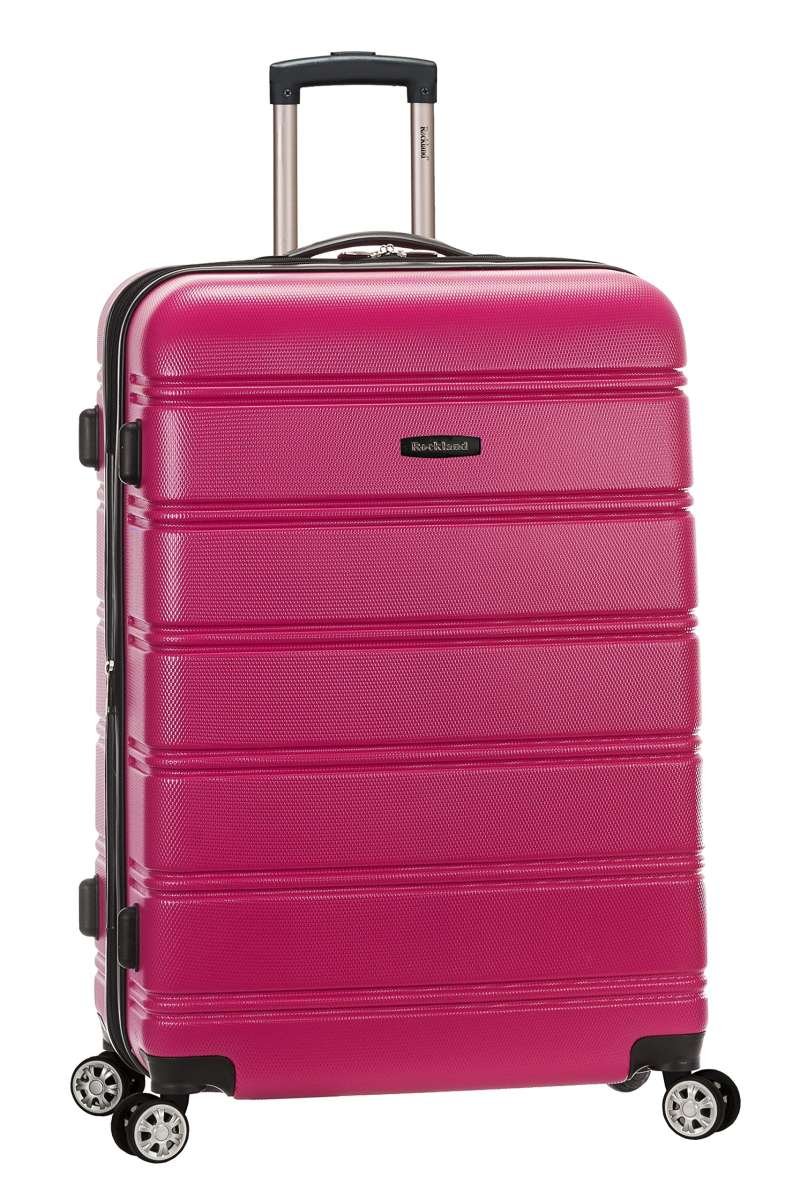 Rockland Melbourne Hardside Expandable Spinner Wheel Luggage, Magenta, Checked L