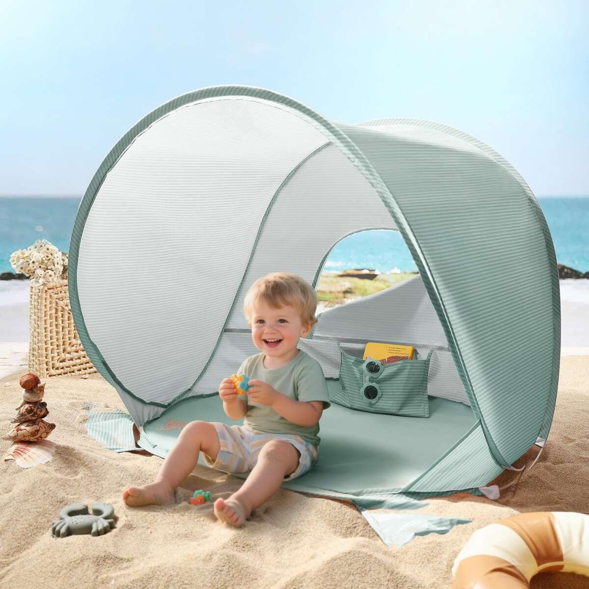 Babymoov Anti-UV Marine Tent | UPF 50+ Sun Protection with Pop Up System for Eas