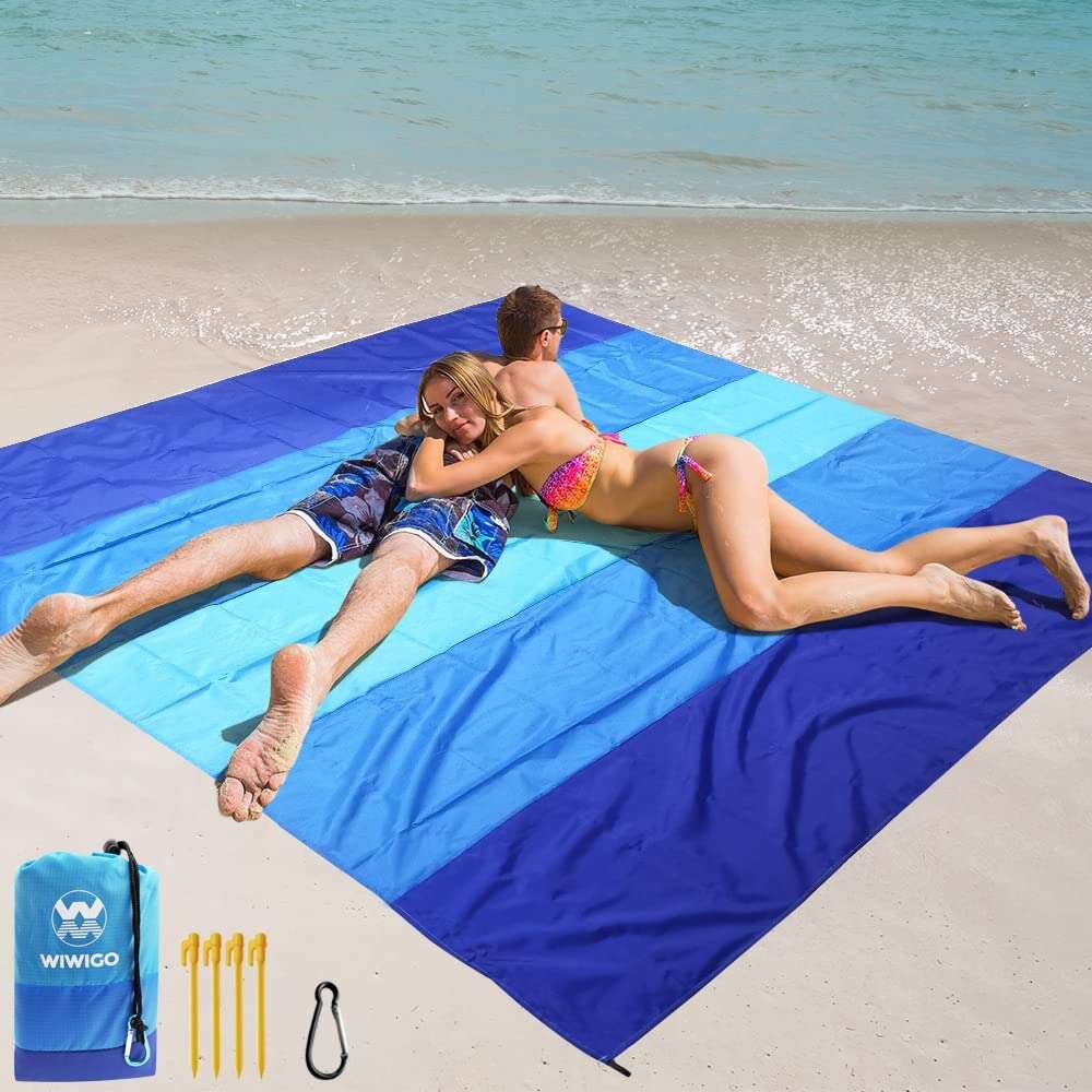Wekapo Beach Blanket Sandproof, Beach Mat, Big & Compact Sand Free Mat Quick Dry
