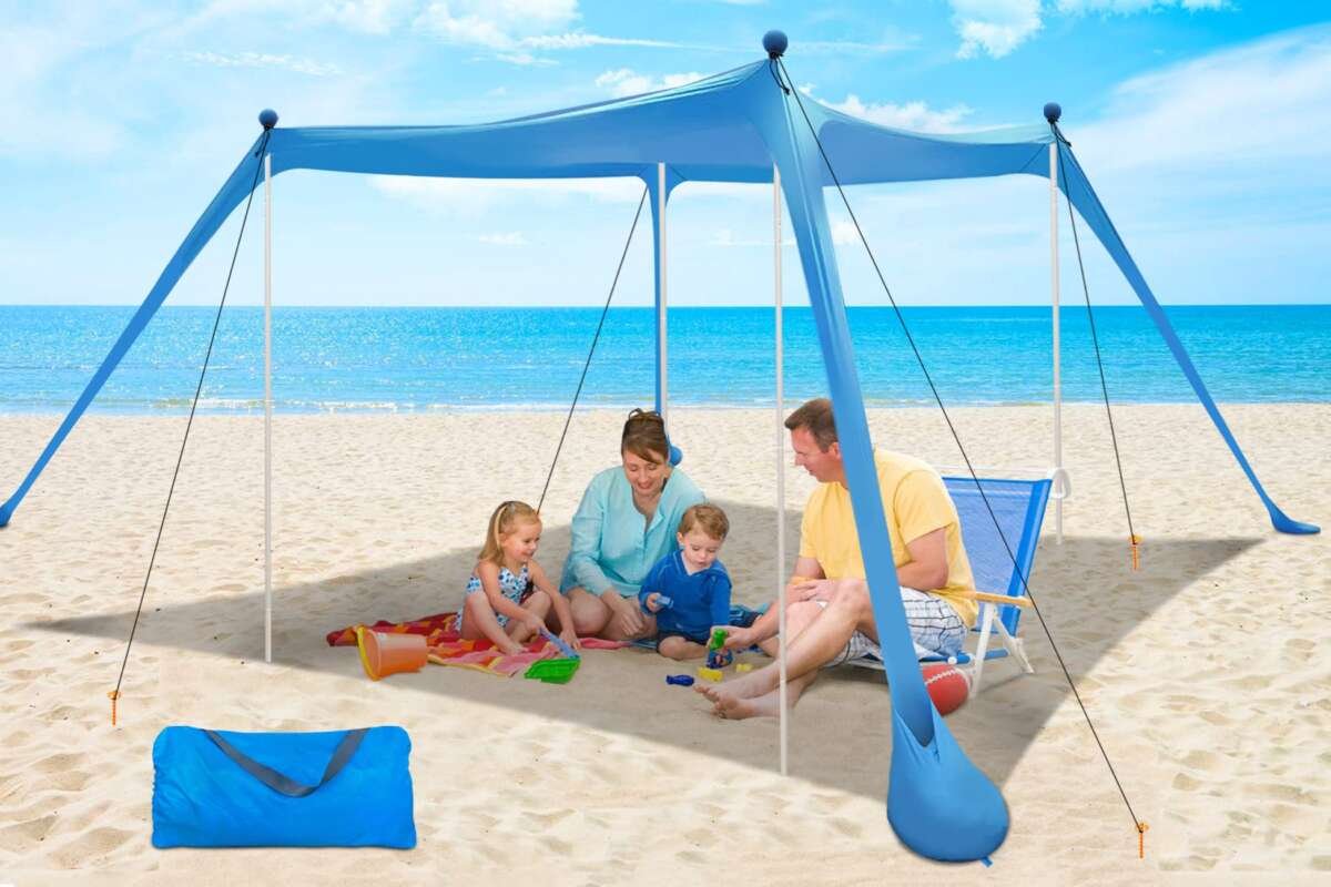 Beach Canopy Beach Tent Pop Up Shade Portable Sun Shelter Extra Windproof Rope S
