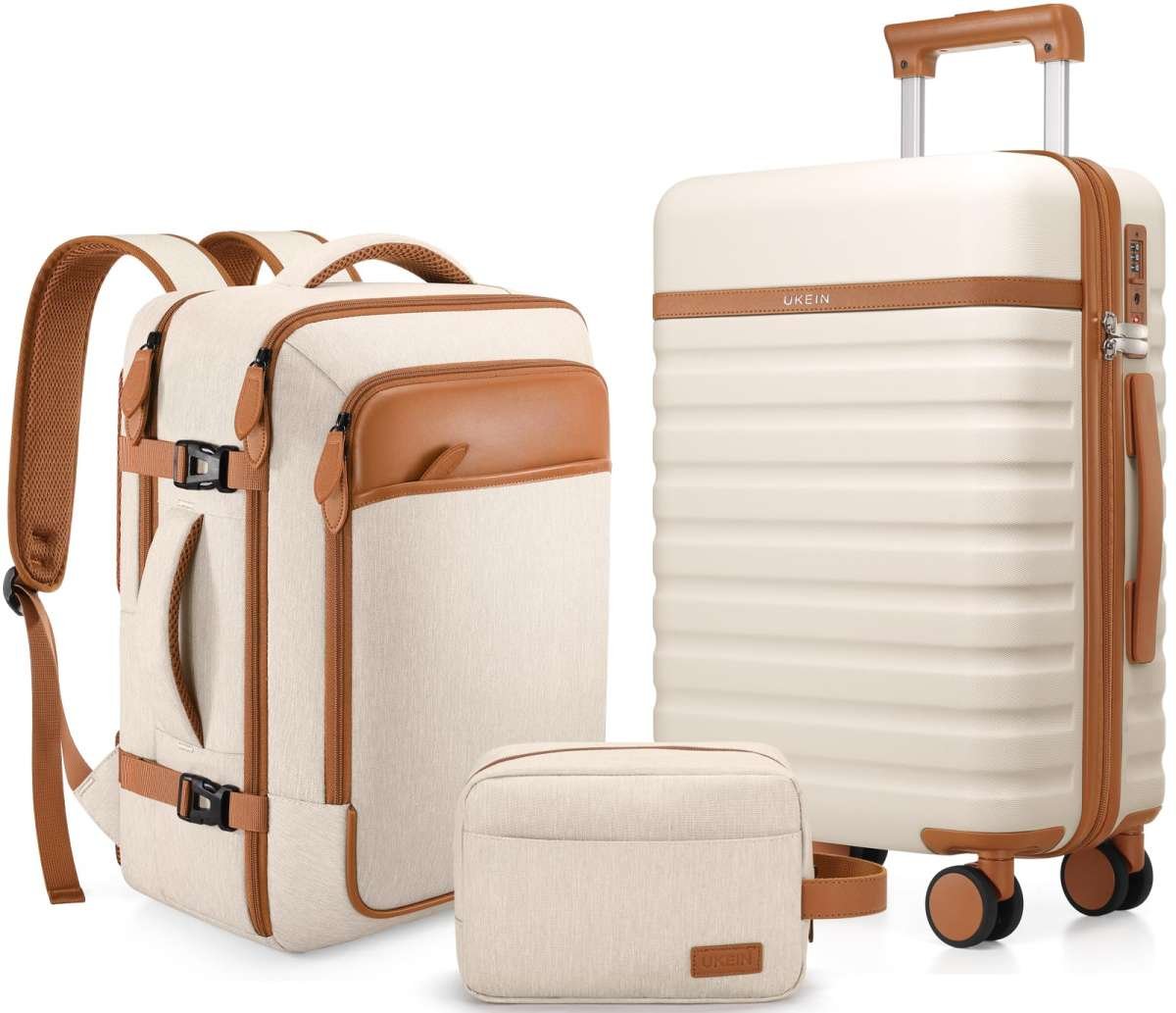 UKEIN Luggage Sets 3 Piece, Carry On Luggage 20In With Spinner Wheels,PC Hardsid
