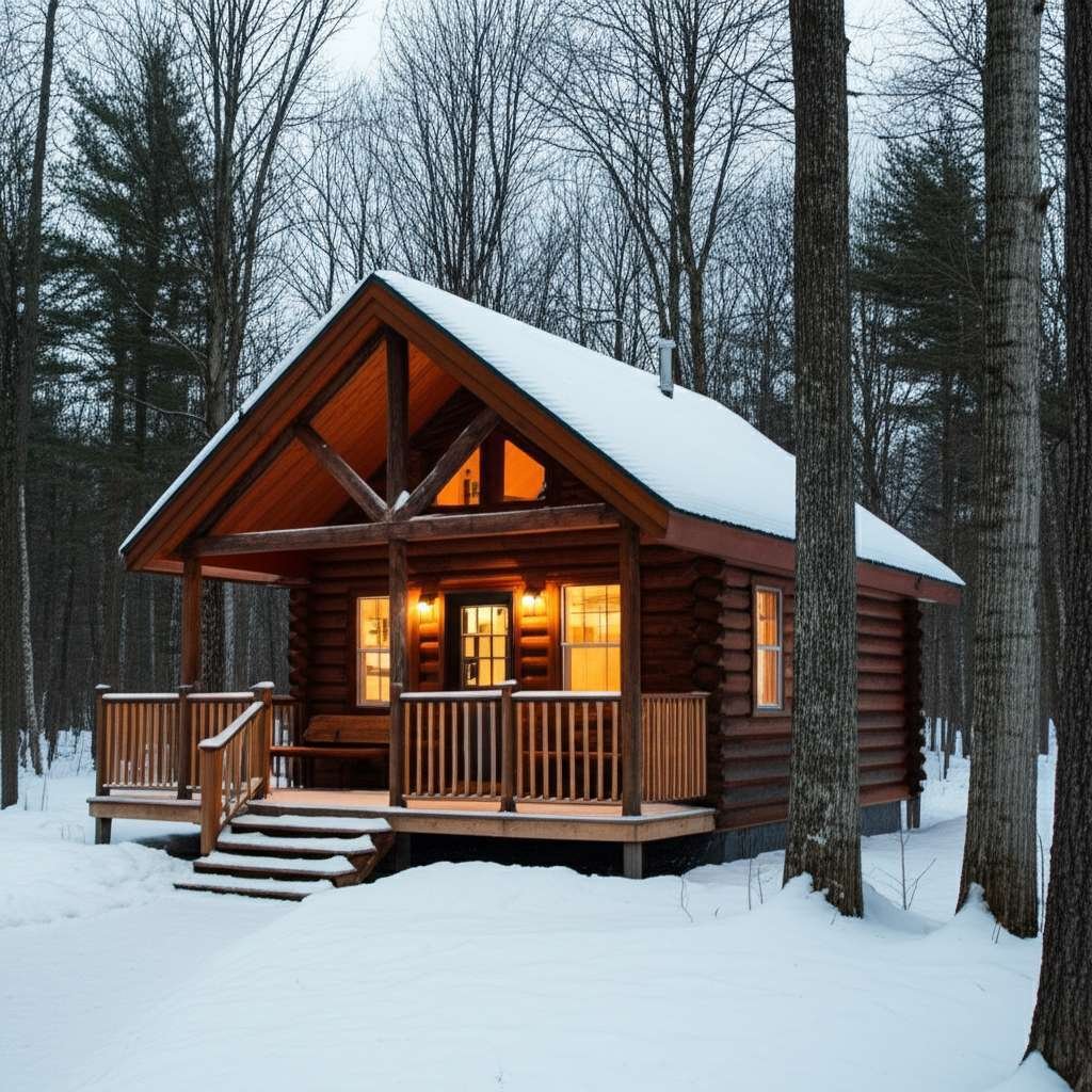 Generate a high-quality, relevant image prompt for an article about: 6 Romantic Cabins Near Brandon: