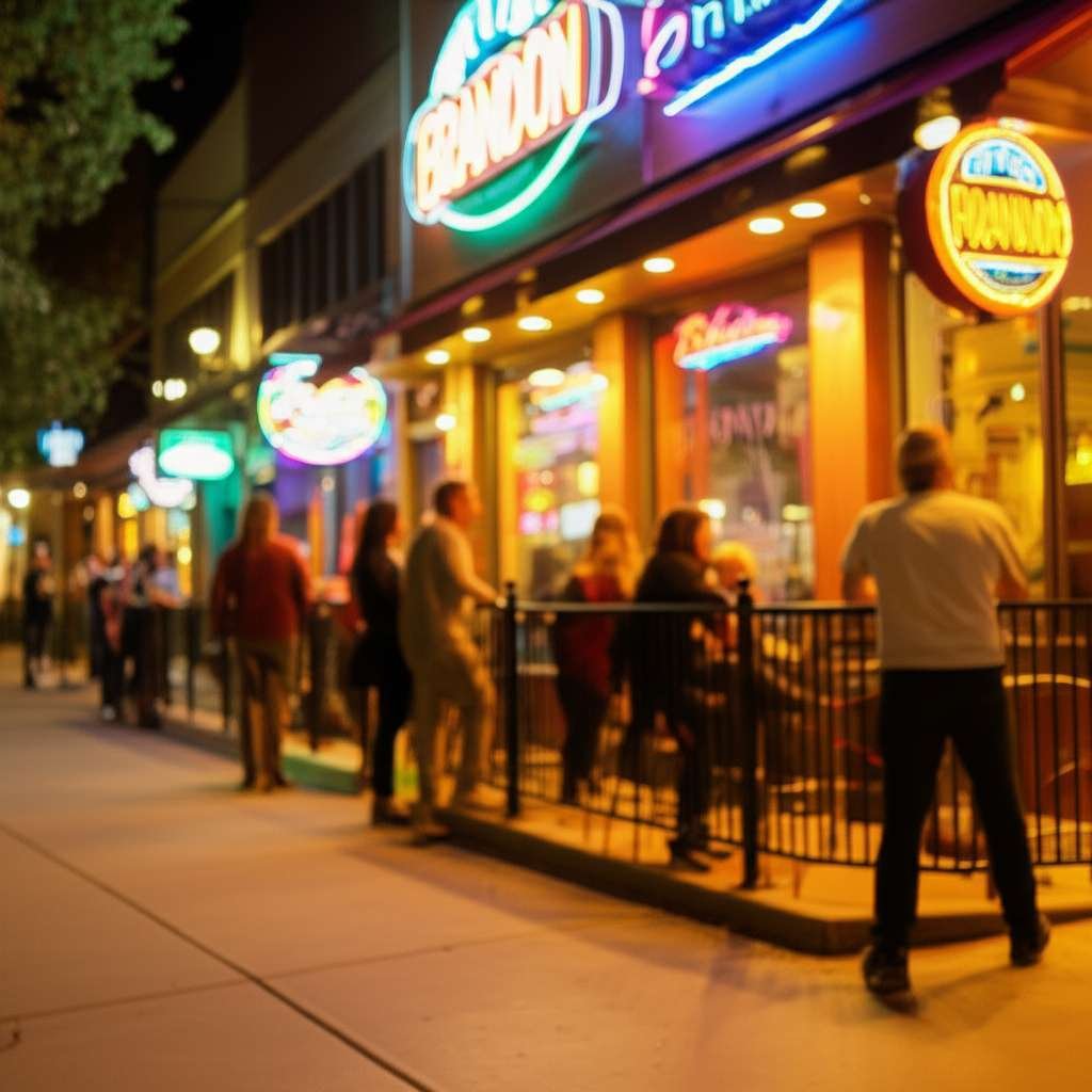 Generate a high-quality, relevant image prompt for an article about: 7 Nightlife Spots In Brandon: A