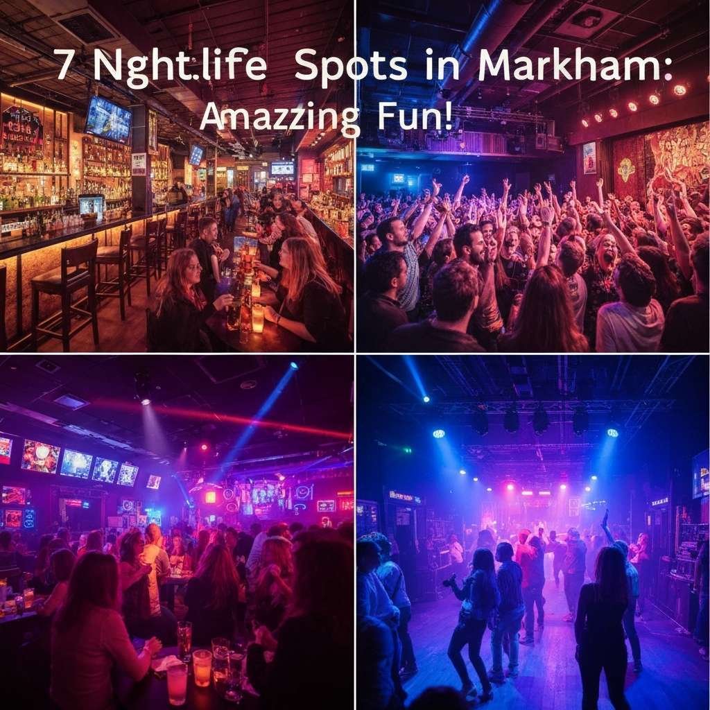 Generate a high-quality, relevant image prompt for an article about: 7 Nightlife Spots In Markham: A