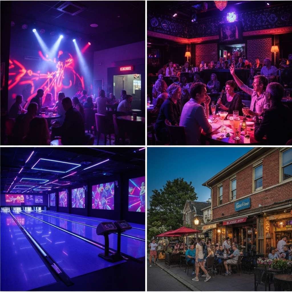 Generate a high-quality, relevant image prompt for an article about: 7 Nightlife Spots In Markham: A